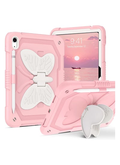 اشتري iPad 10.9 Case 2022 10th Generation Butterfly Wings Kickstand 3D Heavy Duty Rugged Shockproof Full Body Protective Tablet for Inch Gen Kids في الامارات