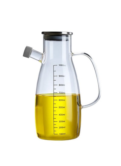 Buy Borosilicate Oil Dispenser & Stoppers Bottle with Handle, Olive Oil Dispenser Glass Bottle 1L in UAE