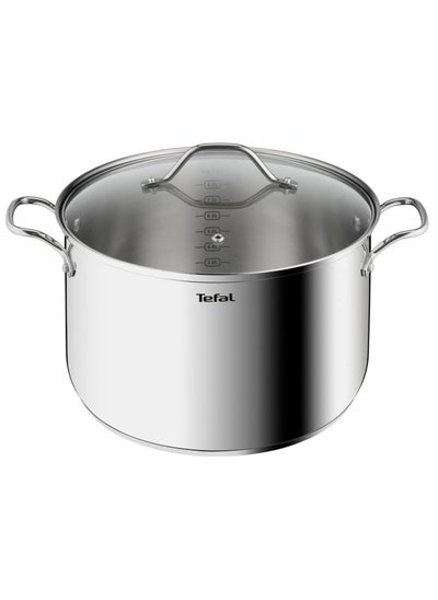 Buy Tefal B90869 Induction XL Stainless Steel Stockpot 30cm With Glass Lid 11.8L in UAE