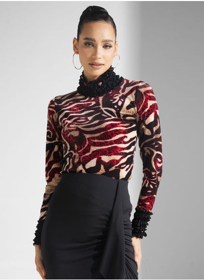 Buy High Neck Printed Top in UAE