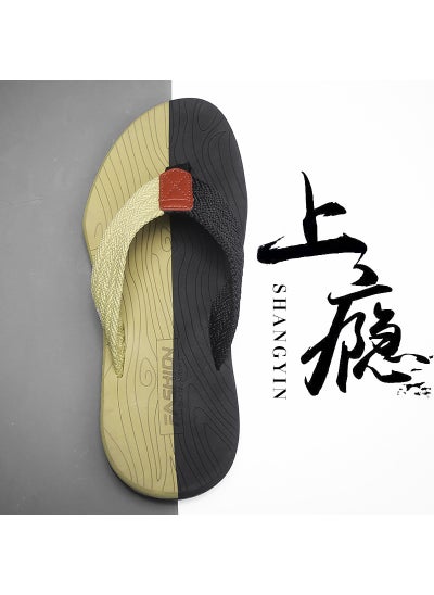 اشتري Summer Mens Flip Flops Casual Anti-slip Beach SandalsBlack Green Black Green في الامارات