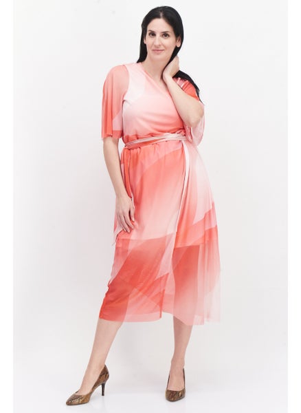 Buy Women Allover Print Wrap Dress, Pink in UAE