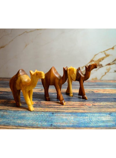 اشتري Camel set for children's toys or for decoration Natural carving Handmade في مصر