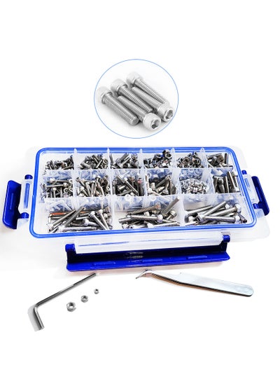 Buy Vixel 624 Pieces DIN 912 Hex Head Socket Cap Screws Set, M3 to M5 Sizes, Stainless Steel, Includes Hexagonal Wrenches and Tweezer in UAE