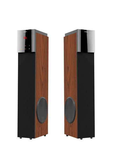 Buy Clikon Woody Tower Speakers with 2.0 Bluetooth Connectivity, Built-in FM-Radio, USB/SD Disk, Remote Control Functions, Wireless Microphone, 2 Years Warranty, Black and Brown – CK866 in UAE