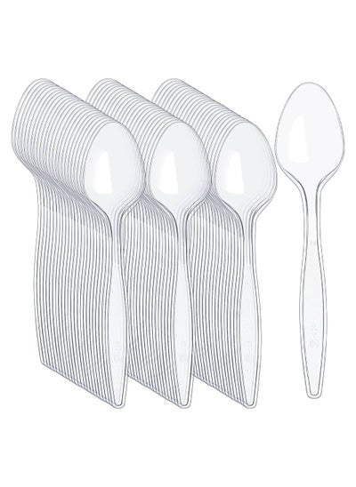 Buy Clear Disposable Plastic Spoon - For Cake And Food - 50 Pieces in Egypt