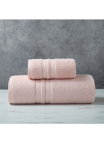 Buy Two-piece household daily cotton bath towel and cotton towel thickened and absorbent-pink in UAE