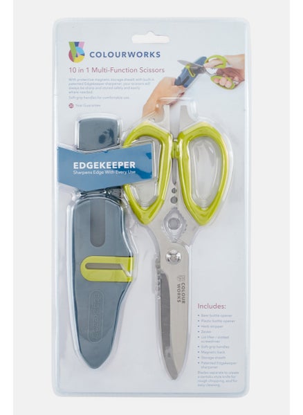 اشتري 10 in 1 Multi-Function Edgekeeper Kitchen Scissors And Scissor Sharpener, Apple Green في الامارات