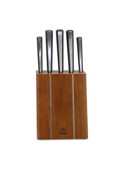 Buy High Quality Kitchen Knife Set with Wooden Stand Multicolour 37 x 15 x 20.5 cm 432W65902 in Saudi Arabia