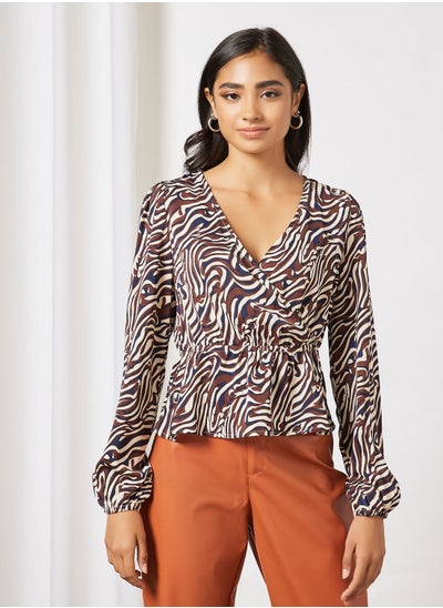 Buy Printed Peplum Blouse in UAE