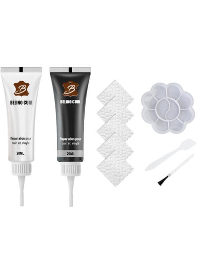 Buy Leather Repair Kit, Black and White Leather Repair Kit, for Furniture Waterproof Leather Couch Repair Kit, Chair Scratch Color Restorer Stain Remover Multi, Purpose Leather Repair Gel in UAE