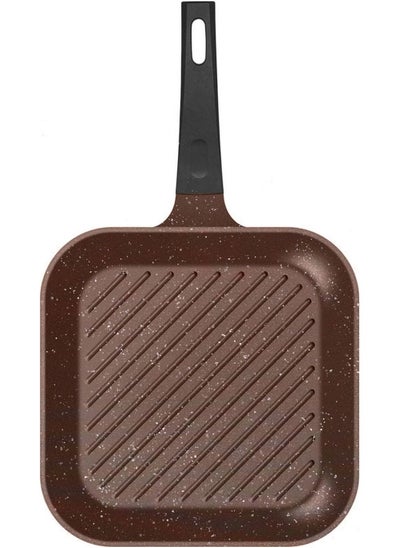 Buy Die Cast Grill Pan Non Stick Marble Coating 28cm Brown in Saudi Arabia