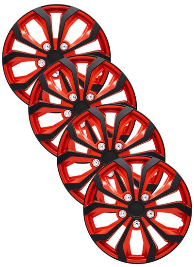 اشتري EMTC Taiwan Wheel Cover Pack of 4 | 14" Inch | EM-3138 Black Red Universal Nested Style في الامارات