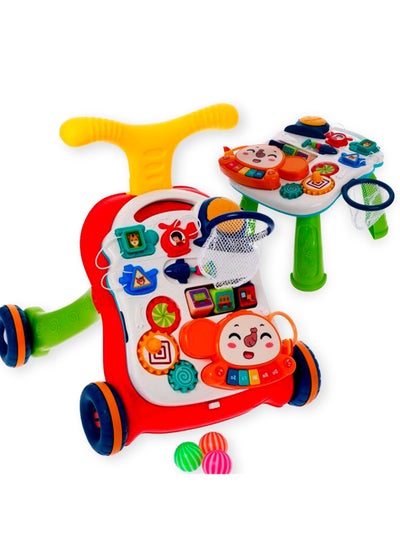 Buy Baby Walker 12+ Girls & Boys - 2in1 Activity Center with Wheels for Toddlers - Sit to Stand Learning Walking Toy Light Weight with Beads, Sound, Music - Baby Essentials & Birthday Gifts in UAE