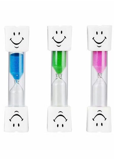 اشتري 3 Pcs Smiley Toothbrush Timer Hourglass Sand Timer 3 Minute Dental Hourglass for Kids Games Cooking Tooth Brushing Time Countdown Calculation Kids في الامارات