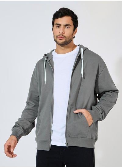 Buy Eco-Earth Relaxed Fit Zip Up Fleece Hoodie in Saudi Arabia