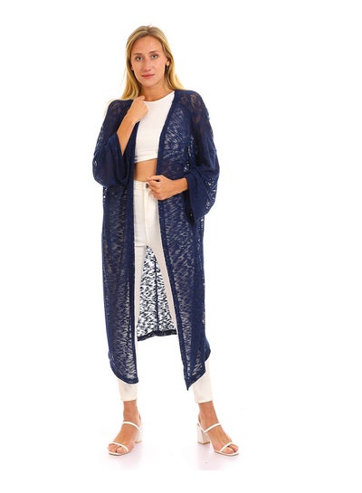 Buy Knitted Slip On Open Neckline Loose Cover-up - Navy Blue in Egypt