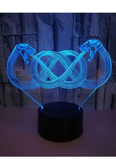 اشتري Personalized Snake 3D Multicolor Night Light Colorful Gradient Color Touch Home Decoration Creative 3D Atmosphere Small Table Lamp في الامارات