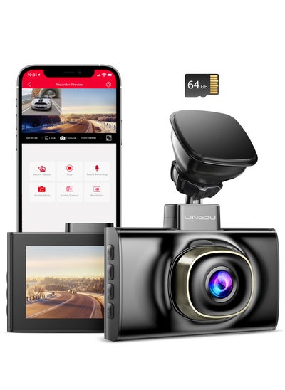 Buy LINGDU LD02 4K Dash Cam Front and Rear, Car Dash Camera 5G WiFi GPS, Free 64GB SD Card, Voice Control, WDR Night Vision, 24H Parking Mode, 3" IPS Screen, G-Sensor in Saudi Arabia