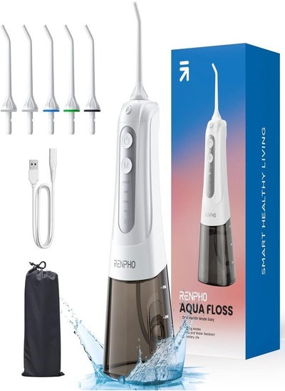 Buy RENPHO 300ml Waterproof Dental flosser, Oral Irrigator Cordless Water Flosser Rechargeable in UAE