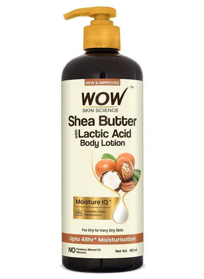 Buy WOW Skin Science Shea Butter With Lactic Acid Body Lotion | Hydrates Very Dry Skin | Long Lasting 48 hrs Moisturization | Smoothens Rough, Flaky Skin | Calms Itchy Skin - 400ml in UAE