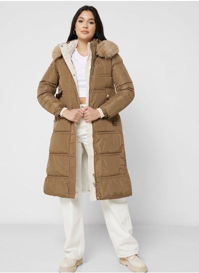 Buy Padded Jacket With Fur Hood in UAE