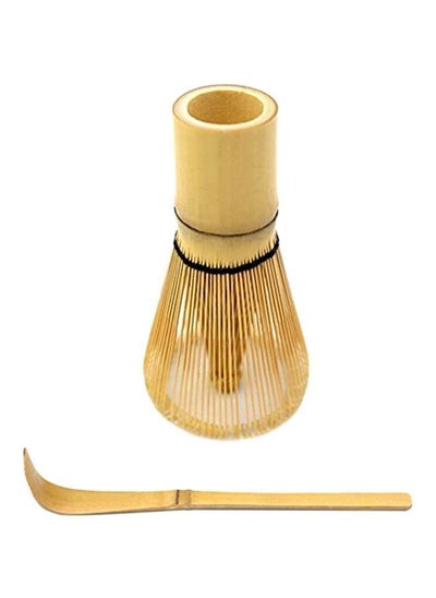 Buy 2-Piece Bamboo Whisk With Hooked Scoop Set Beige 17centimeter in UAE