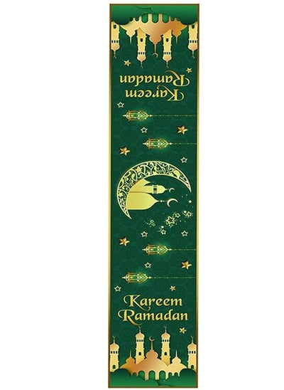 اشتري Eid Mubarak Table Runner Decorations for Home Dining Supply，71x13.8 Inch Star Moon Polyester Ramadan Kareem Table Runner for Mosque Islamic Eid Mubarak for Home Dining Room Party Decoration(Green) في السعودية