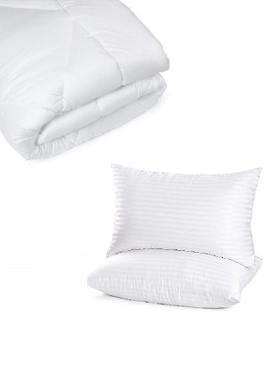 Buy Duvet Insert Cotton White 240x260cm With 2 Pieces Pillow in UAE