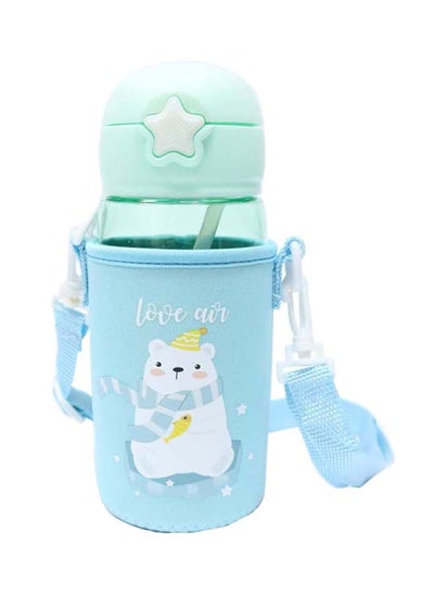 Buy Kids Water Bottle with Straw, 600ml Polar Bear Design - BPA-Free, Portable Sports Drink Bottle with Silicone Nozzle and Carrying Pouch for School, Sport, Indoor & Outdoor in UAE