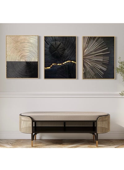 Buy Reto Black Gold Canvas Framed Wall Art in UAE