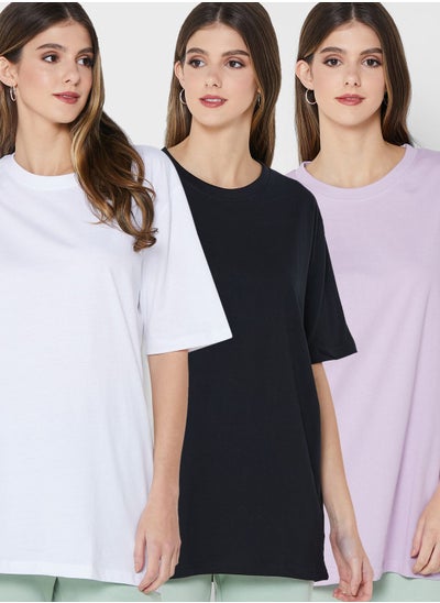 Buy 3 Pack Oversized Crew Neck T-Shirt in Saudi Arabia