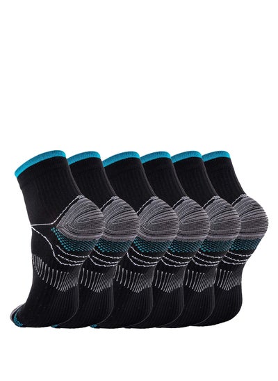 Buy 3 Pairs Compression Socks for Women and Men Upgraded Sport Plantar Fasciitis Arch Support Low Cut Compression Foot Socks Best for Athletic Sports, Running, Travel in UAE