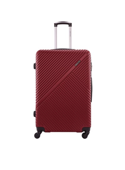 Buy Vizro ABS Hardside Spinner Check In Medium Luggage Trolley 24 Inch Burgundy in UAE