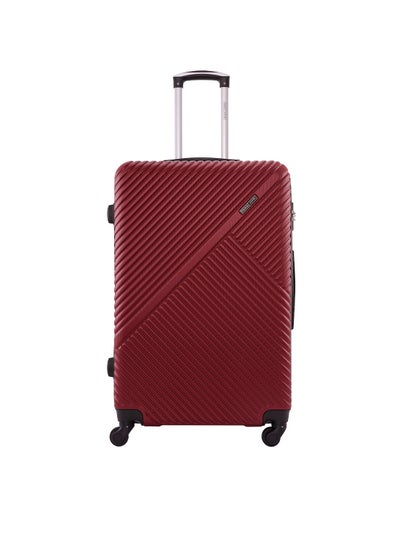 Buy Vizro ABS Hardside Spinner Check In Medium Luggage Trolley 24 Inch Burgundy in UAE