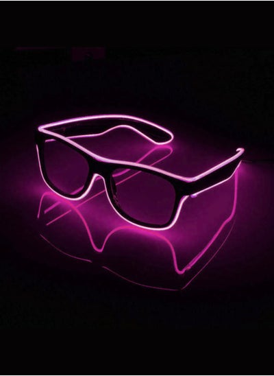 Buy El Wire Glow Sun Glasses Halloween Party DJ Bright Light Safety Light Up Multi-color Frame Voice Control LED Flashing Glasses in UAE