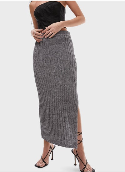 Buy High Waist Knitted Midi Skirt in Saudi Arabia