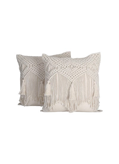 Buy Macrame Throw Pillow Cushion Covers Set of 2 Decorative Pillowcase 40x40 cm in Egypt