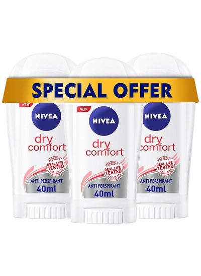 Buy NIVEA Dry Comfort, Antiperspirant for Women, Quick Dry, Stick 3x40ml in UAE