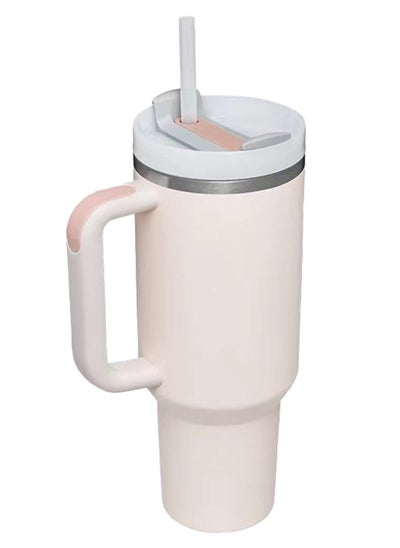 Buy 40oz Reusable Vacuum Quencher Tumbler with Straw, Double Wall Vacuum Stainless Steel Coffee Mug Leak Resistant Lid, Cold/Hot Insulated Tumbler Pink in UAE