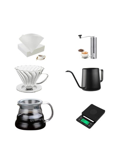 اشتري V60 Professional Drip Coffee Maker Set Includes All The Coffee Tools Needed To Make The Perfect Cup Of Coffee Coffee Maker Set of 6 Pieces Professional To Prepare and Brew Coffee By Drip في السعودية