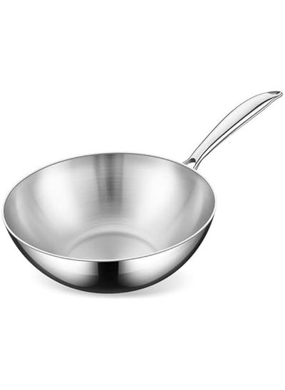 Buy stainless steel skillet non-stick pan deep fry pan wok deep fry pan commercial conical pan stir fry pan three-layer dishwasher safe easy care gas fire induction safe professional grade pan for home in UAE