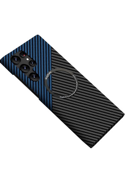 Buy Samsung Galaxy S24 Ultra Case for Compatible with Mag-safe, Ultra Slim S24 Ultra Carbon Fiber Texture Case, Galaxy S24 Ultra 5G Thin Hard PC Magnetic Protective Case (S24 Ultra, Black Blue) in UAE