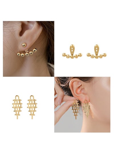 Buy 2023 New Jewelry 2 Pairs of Women's Gold Luxury Dangle Earrings, Feminine Elegant Style Earrings in UAE