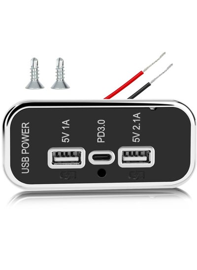 Buy Fast Charging 3 Ports 12V USB Outlet, Dual USB A Port 3.1A, Type C Port PD QC 3.0, Adapter for RV Marine Motorcycle Truck Golf Cart, Phone 14 13 12, S22 S21 S20 in UAE