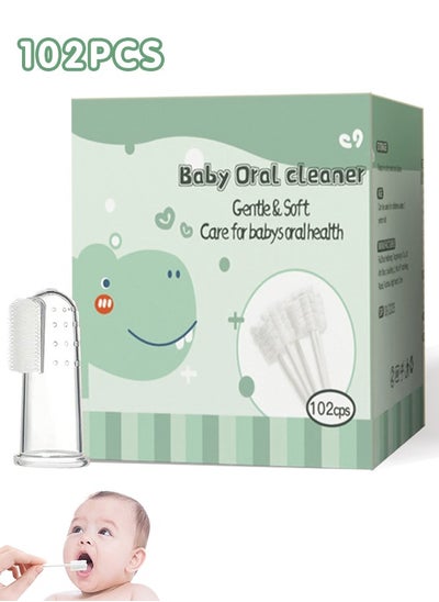 Buy 102PCS Baby Tongue Cleaner, Newborn Oral Cleaner, Infant Toothbrush, Mouth Cleaner for 0-36 Months Baby with One Finger Toothbrush in UAE