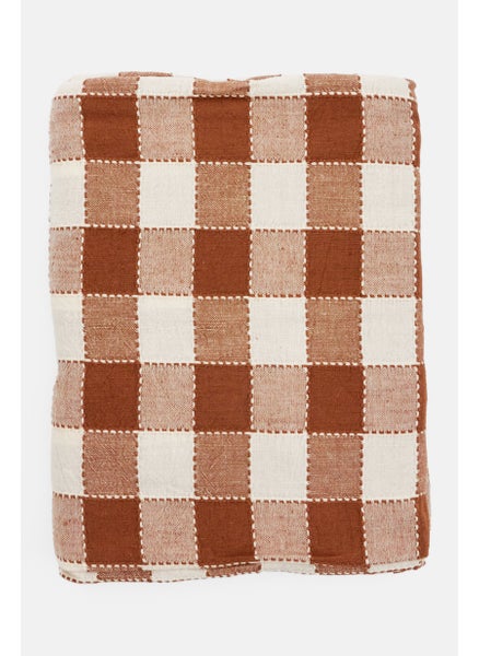 اشتري Checkered Table Clothes 140 x 180 cm, White/Brown في السعودية