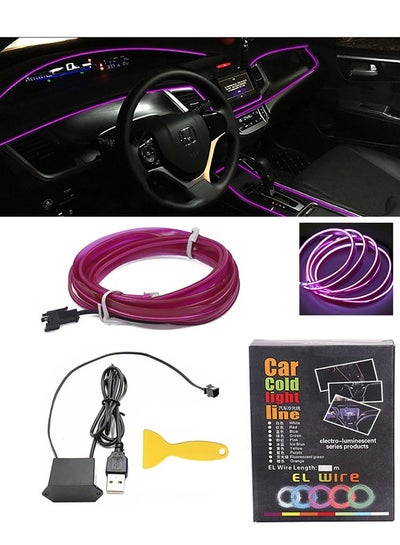 اشتري USB EL Wire Car Interior LED Light Bar, Neon Cold Light Ambient Light with 6mm Sewing Edge, Ambient Lighting Kit for Car Interior Trim, Garden Decorations 5V/DC(1-5M/16.4FT,Purple) في السعودية