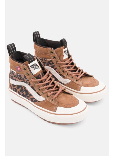 Buy Women Animal Print High Cut Lace Up Skate Shoes, Brown Combo in Saudi Arabia