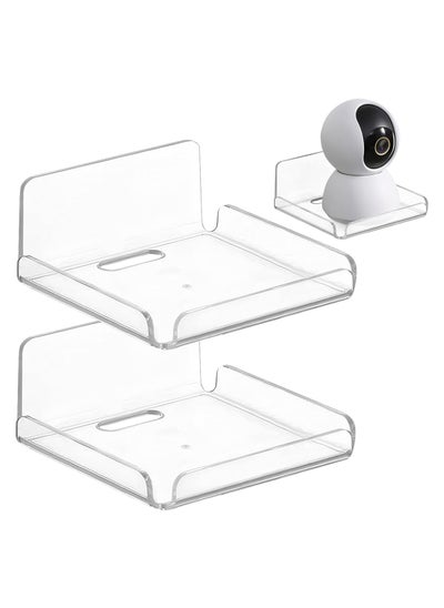 Buy 2 Pcs Acrylic Floating Small Wall Shelves Self Adhesive Wall Mounted Hanging Shelves Easy To Install No Drill For Security Cameras Baby Monitors Smart Speaker in Saudi Arabia